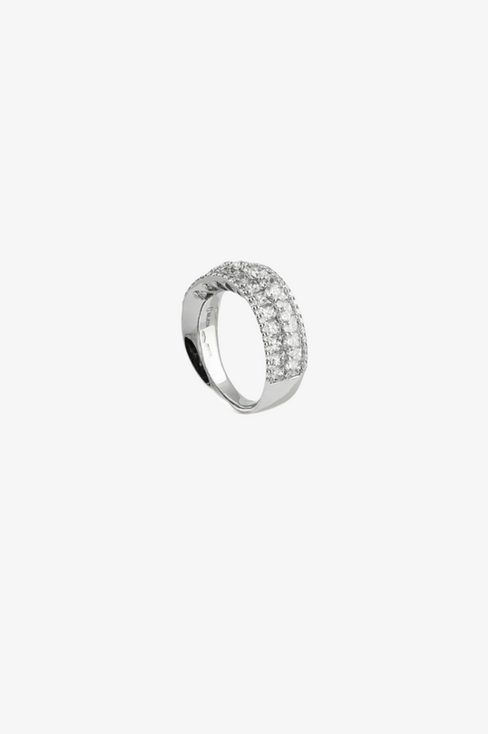 Anel de noivado V em ouro branco e diamante
