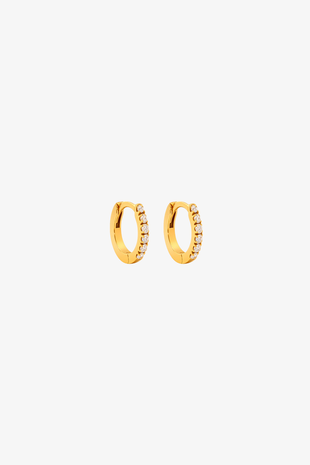 Mini Pink Gold Loop Earrings with Diamonds