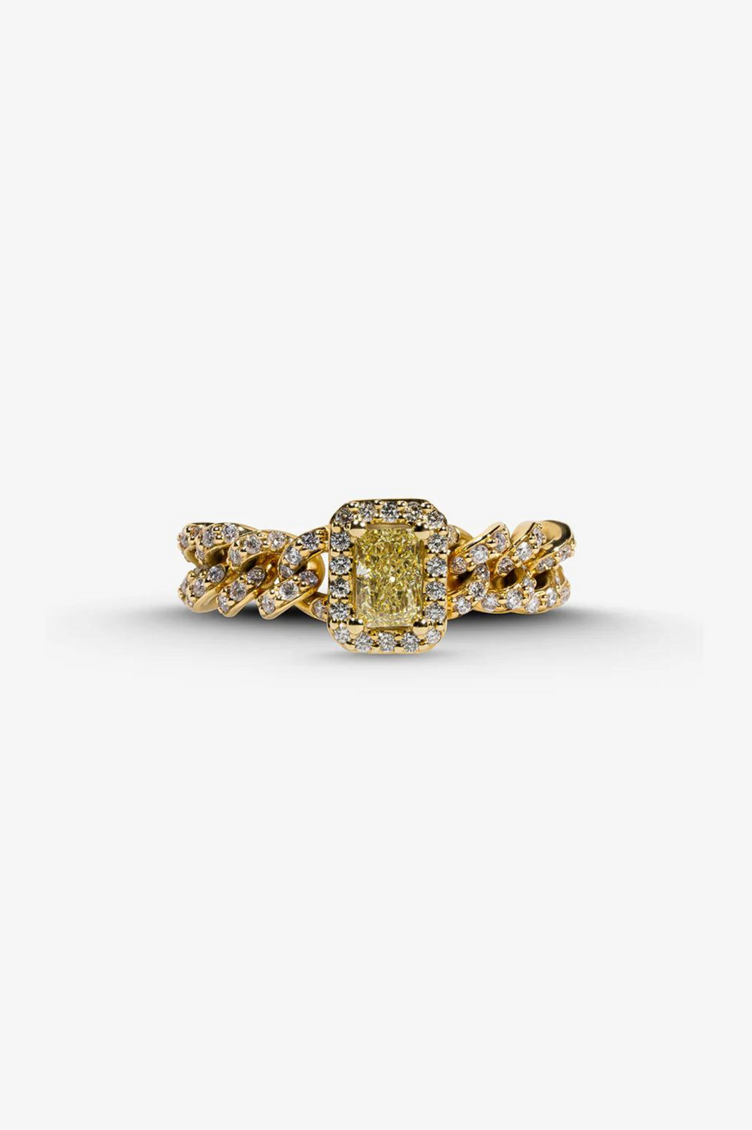Anel retangular com diamante