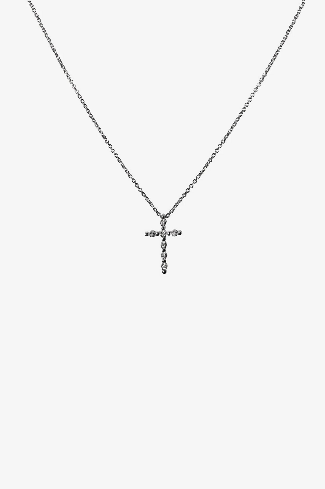 Necklace with Tiny Cross and Diamonds