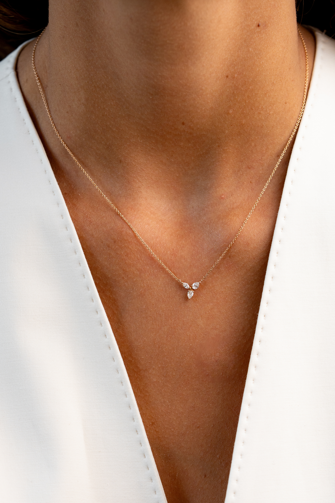 Pink Gold Necklace with 3 Diamonds