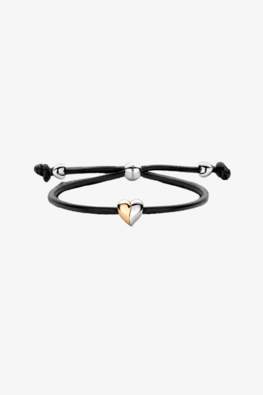 Leather Bracelet with Gold Heart