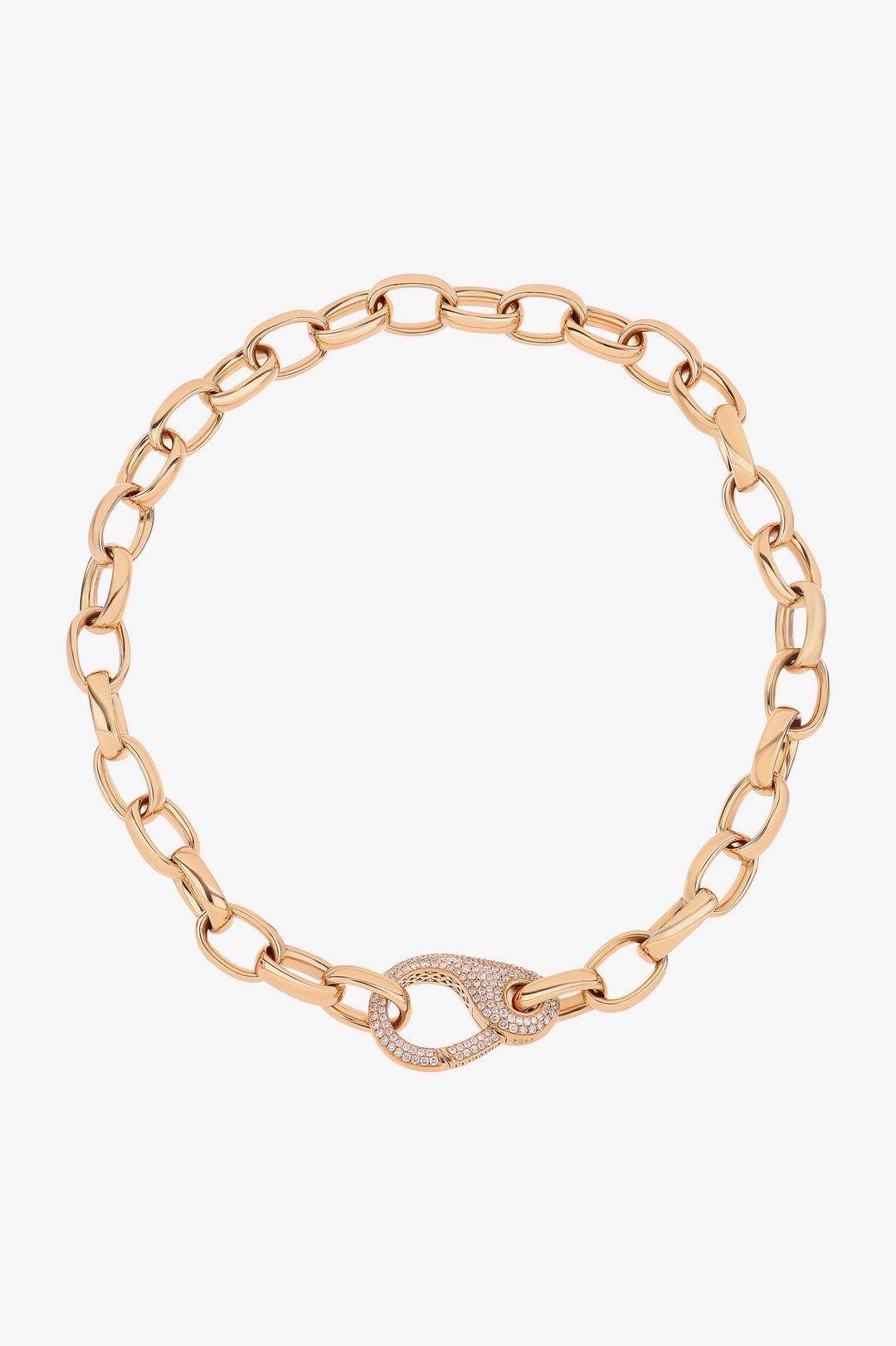 Colar em ouro rosa com fecho de diamantes