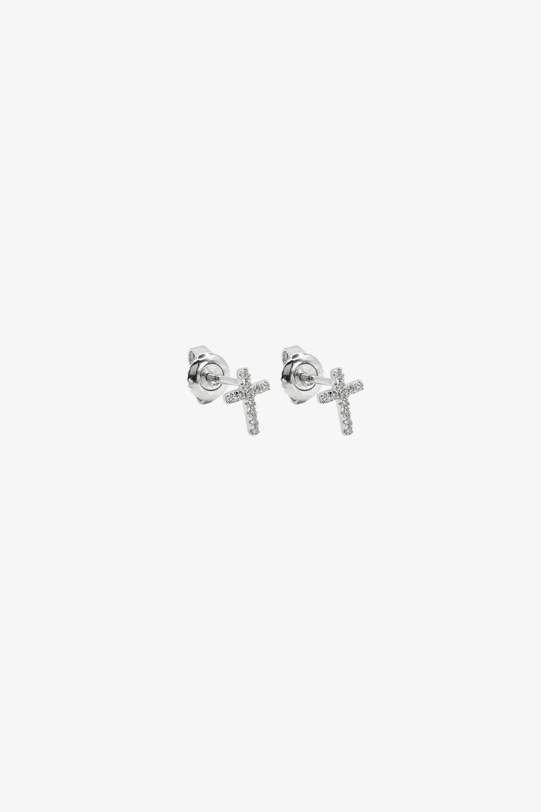 Mini Cross White Gold Earrings with Diamonds