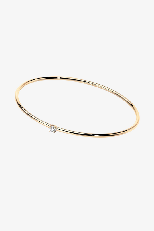Yellow Gold Solitaire Bangle