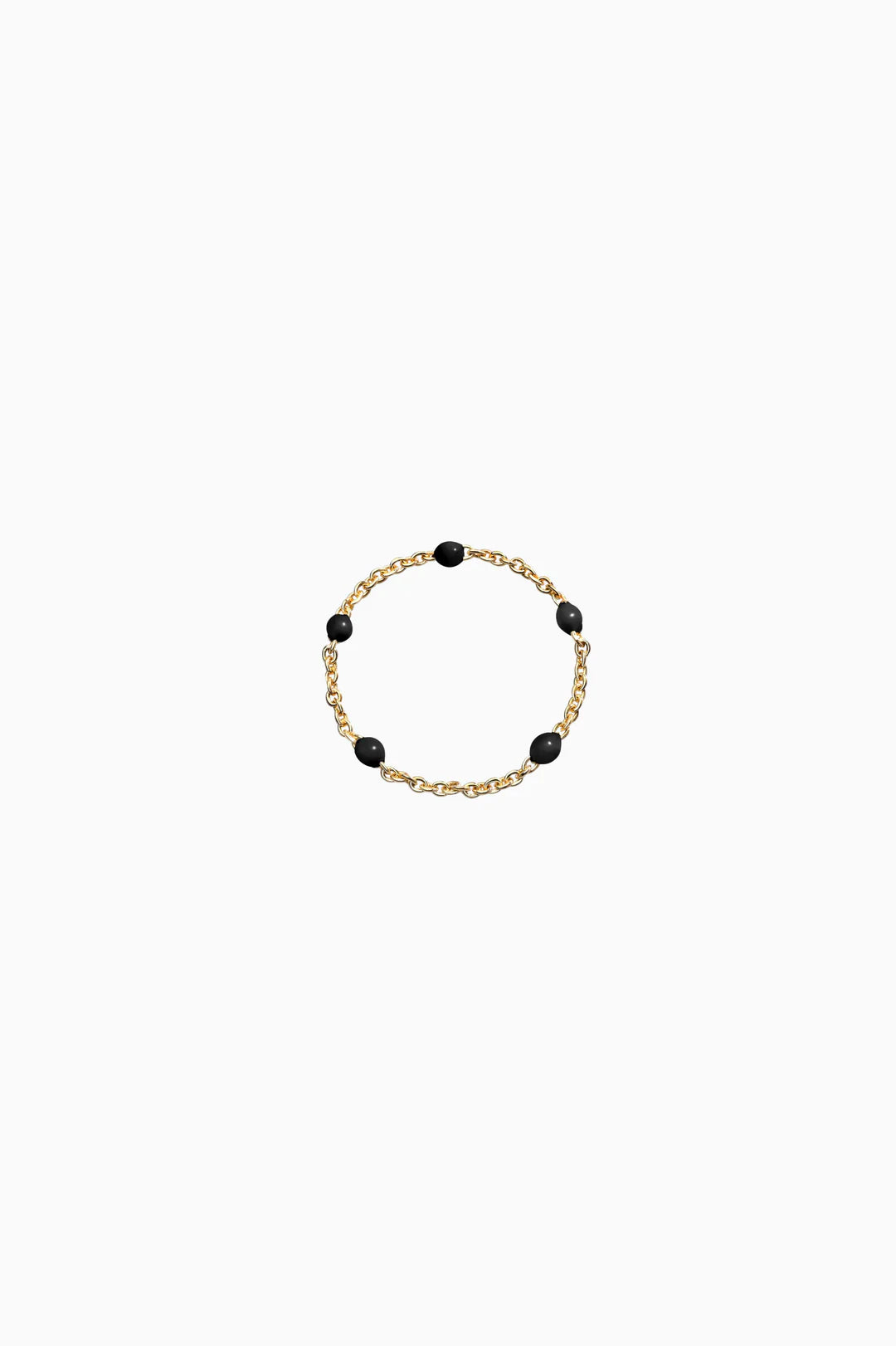 Anel de Ouro com Bolinhas Pretas