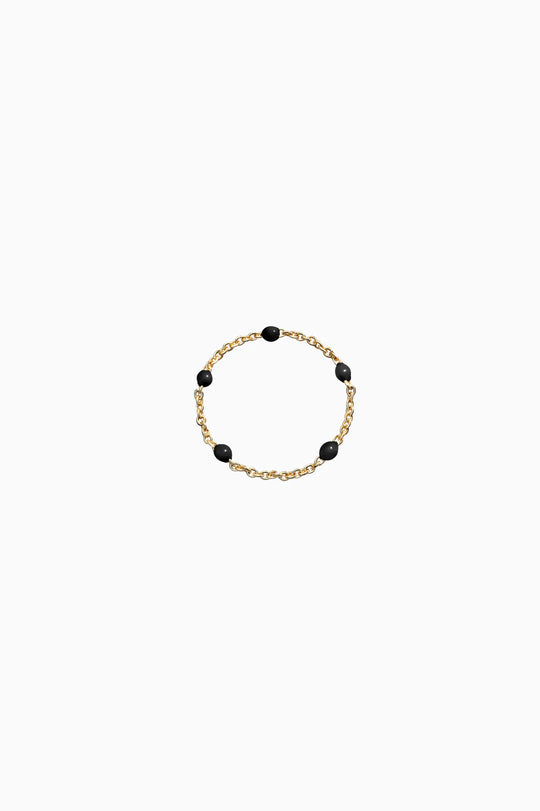Anel de Ouro com Bolinhas Pretas