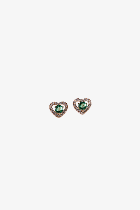 Heart Diamond and Emerald Earring