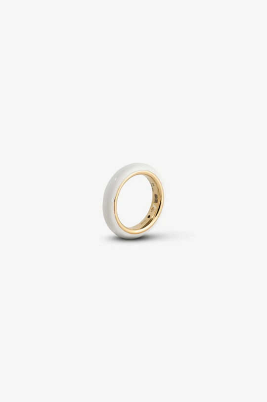 White Enamel Thin Ring