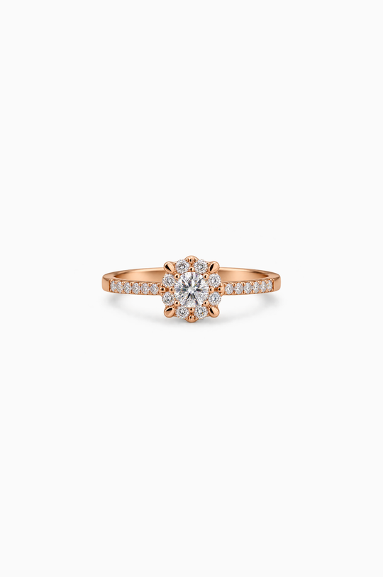 Anel de Noivado em Ouro Rosa com Diamantes