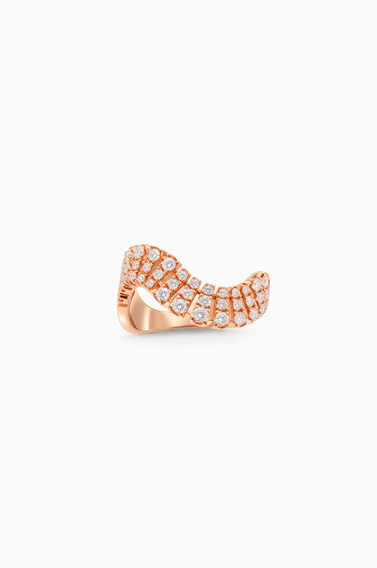 Pink Gold Smoky Club Ring with Diamonds