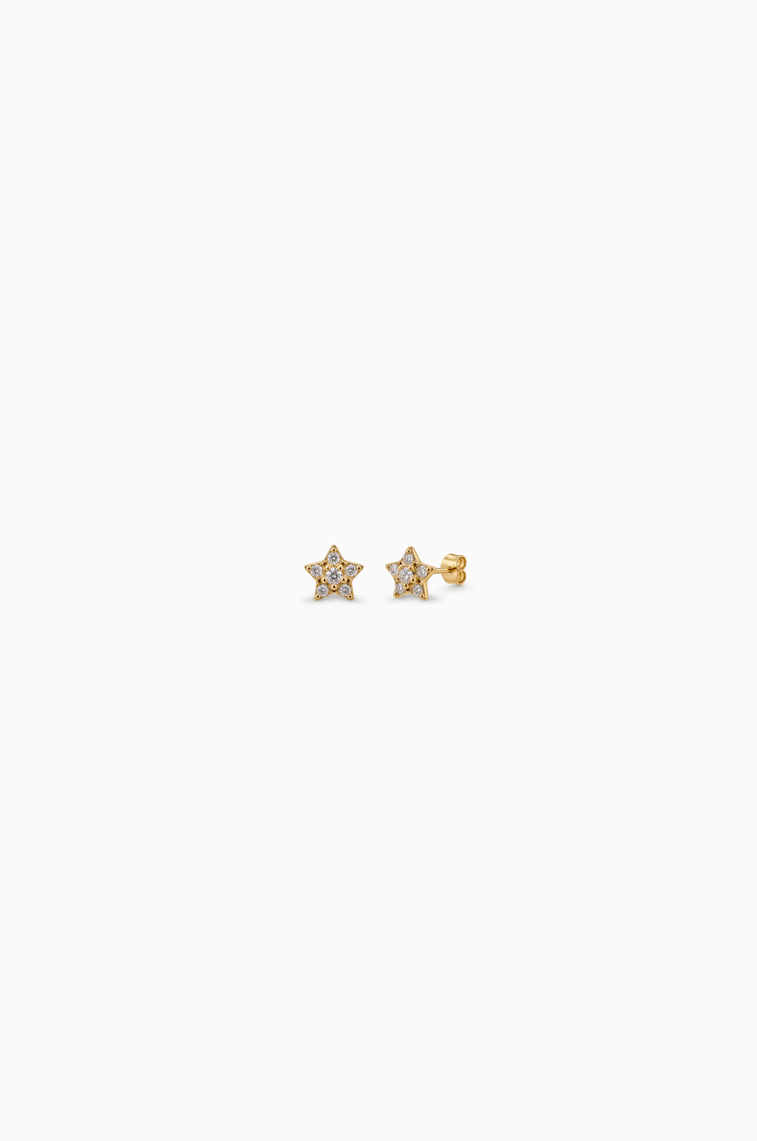 Tiny Star Yellow Gold Earrings with Diamonds