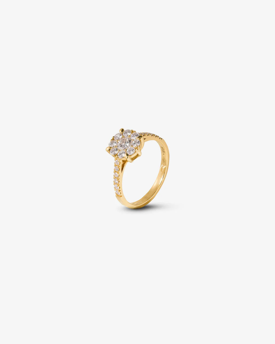 Anel de noivado em ouro rosa com diamantes