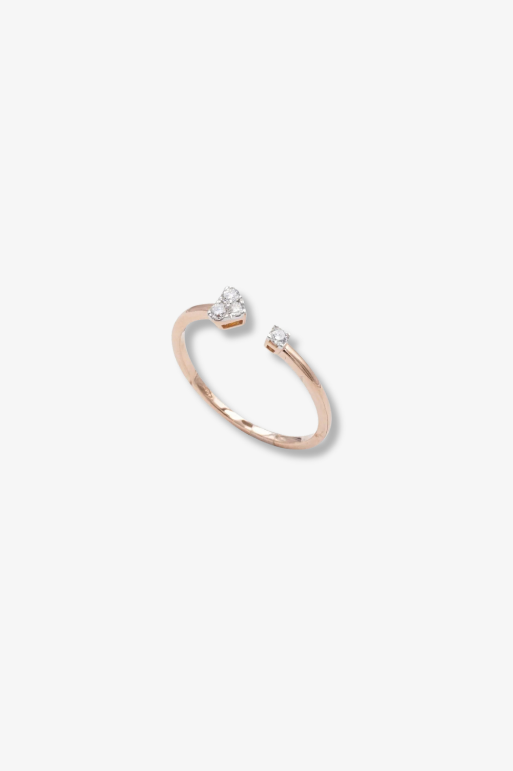 Pink Gold Ring with Heart Diamonds