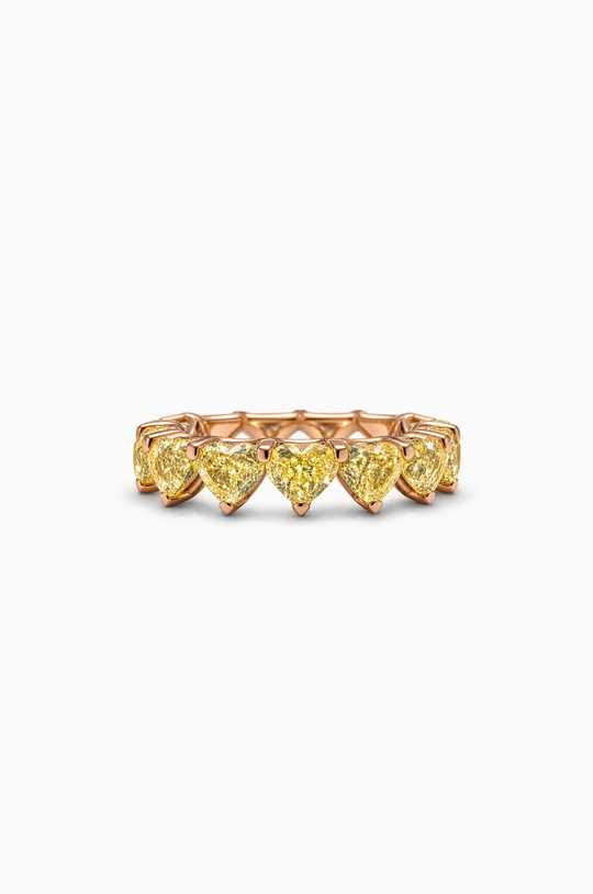 Pink Gold Ring with Yellow Diamonds