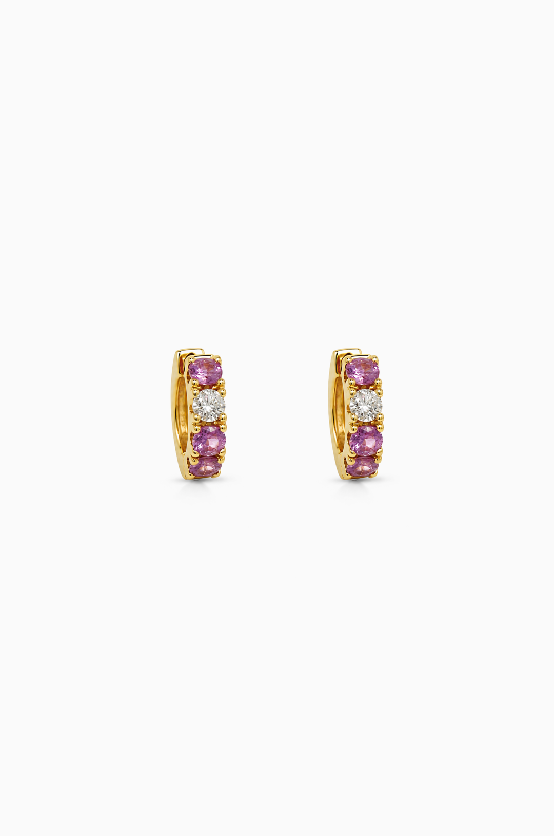Pink Gold Loops with Diamond and Pink Sapphires