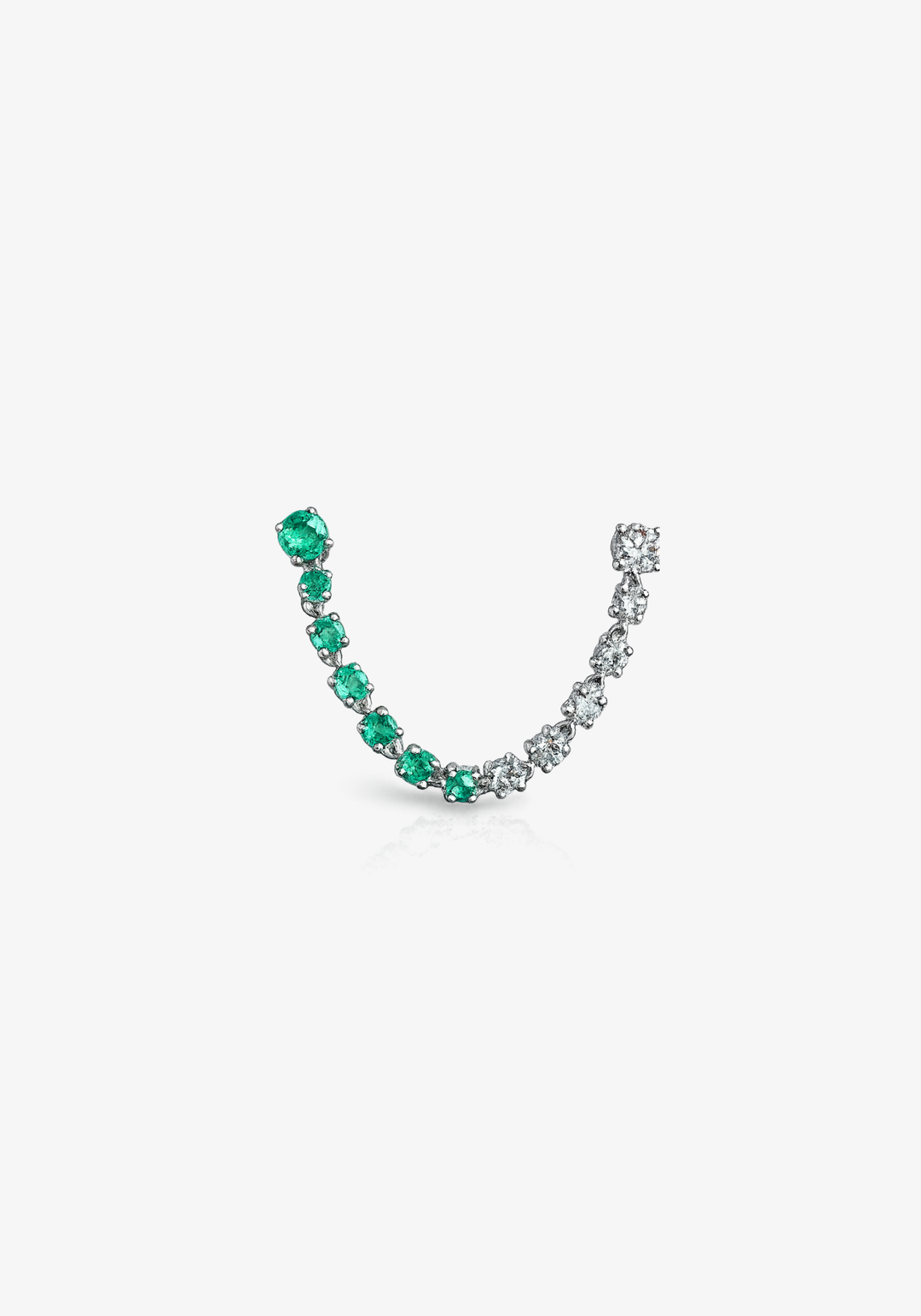 Double White Gold Earrings with Diamonds and Emeralds