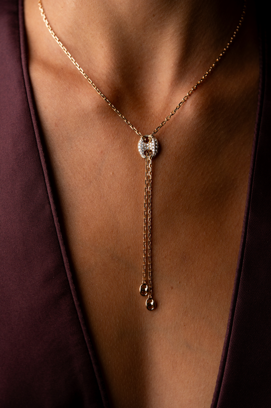 Colar em Ouro Rosa com Diamantes