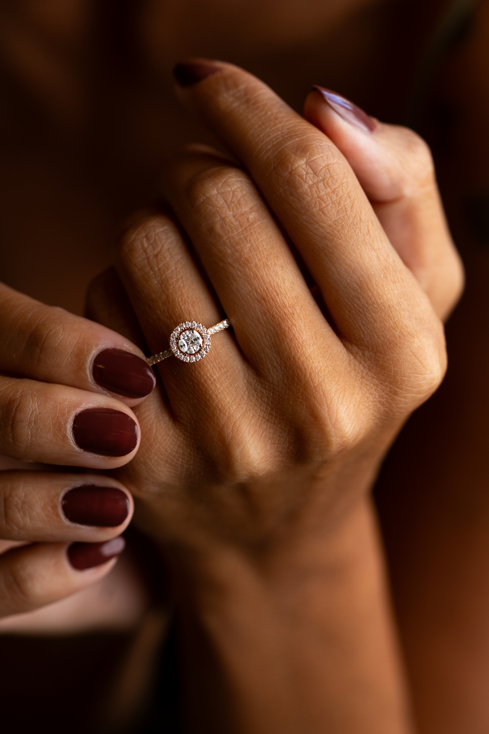 Anel de noivado em Ouro Rosa com Diamantes
