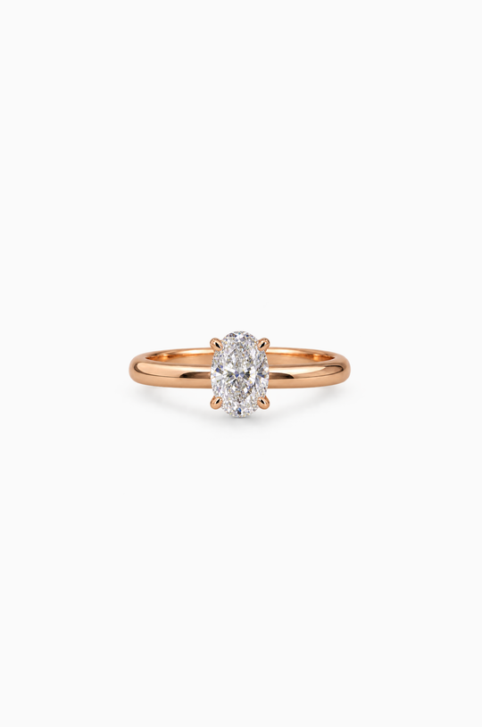 Pink Gold Engagement Ring with Oval Diamond