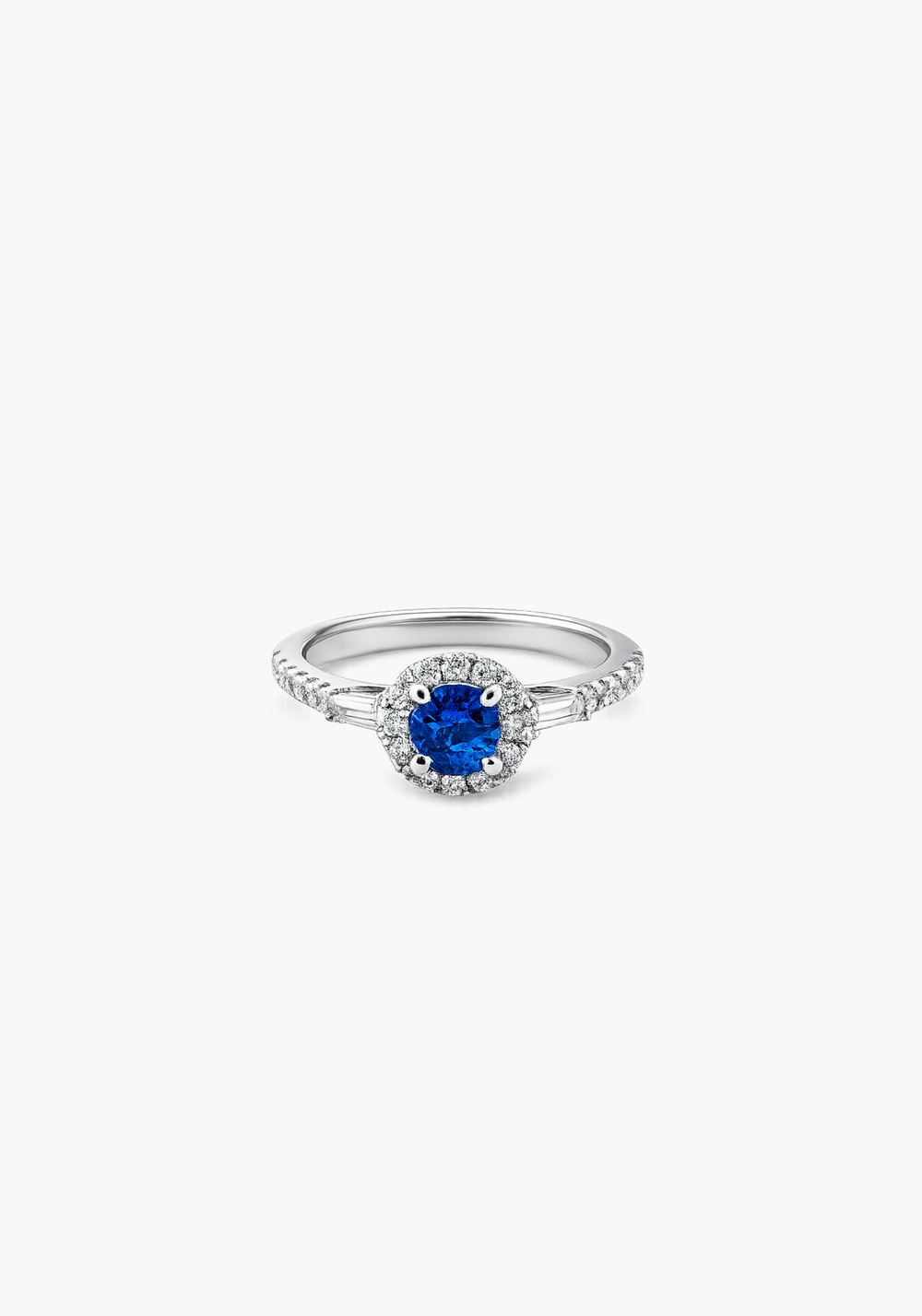 White Gold, Diamonds and Sapphires Engagement Ring