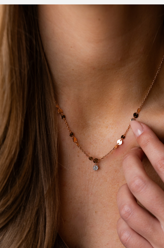 Colar Millenuci em ouro rosa com diamantes