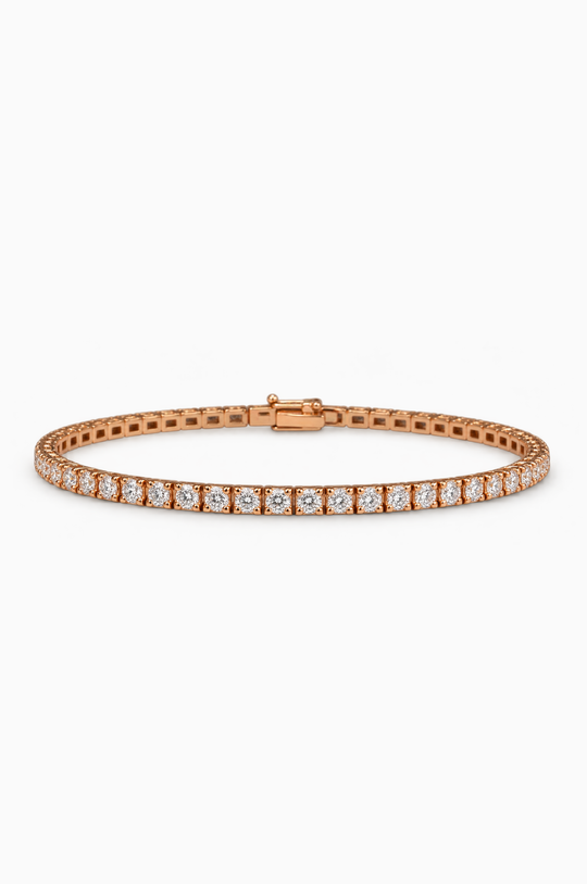 Pink Gold Tennis Bracelet with Diamonds