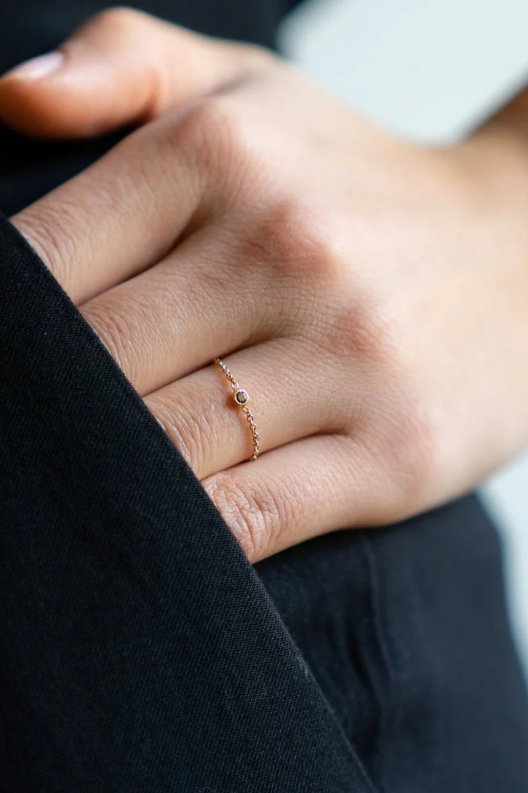 Soft Black Solitaire Ring