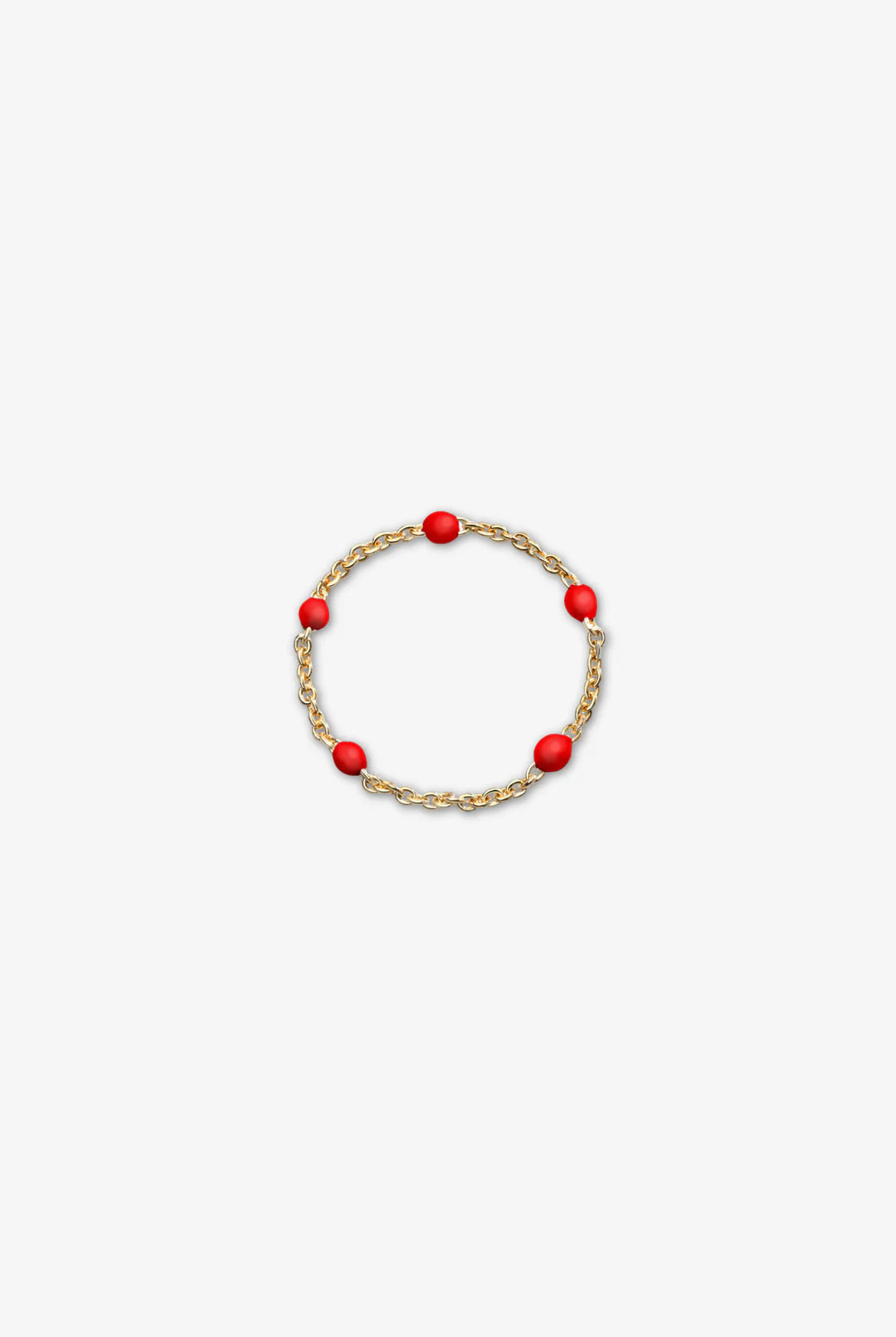 Anel Dourado de Corrente com Pontos Vermelhos