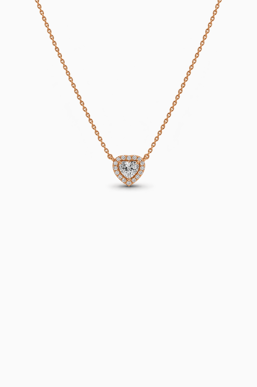 Heart Pink Gold Necklace with Diamonds