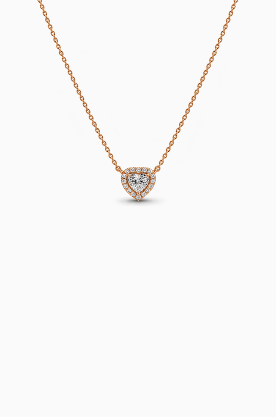 Heart Pink Gold Necklace with Diamonds