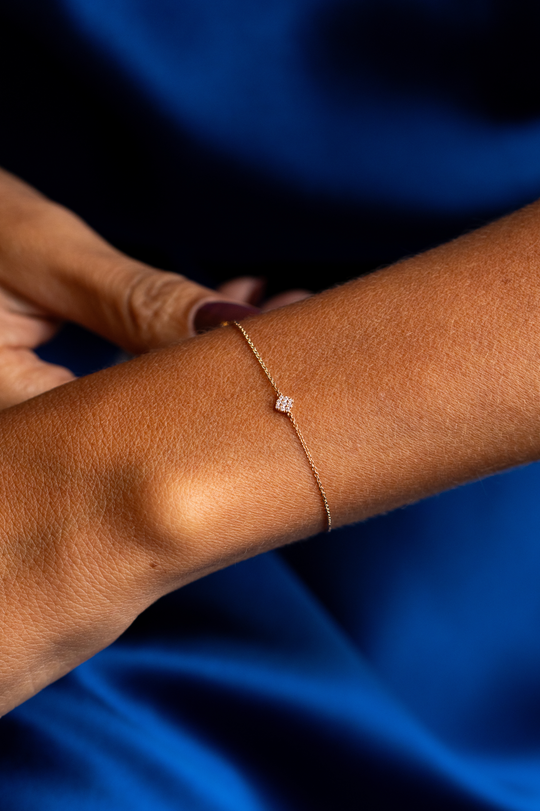 Pulseira de malha em Ouro Rosa com Diamantes