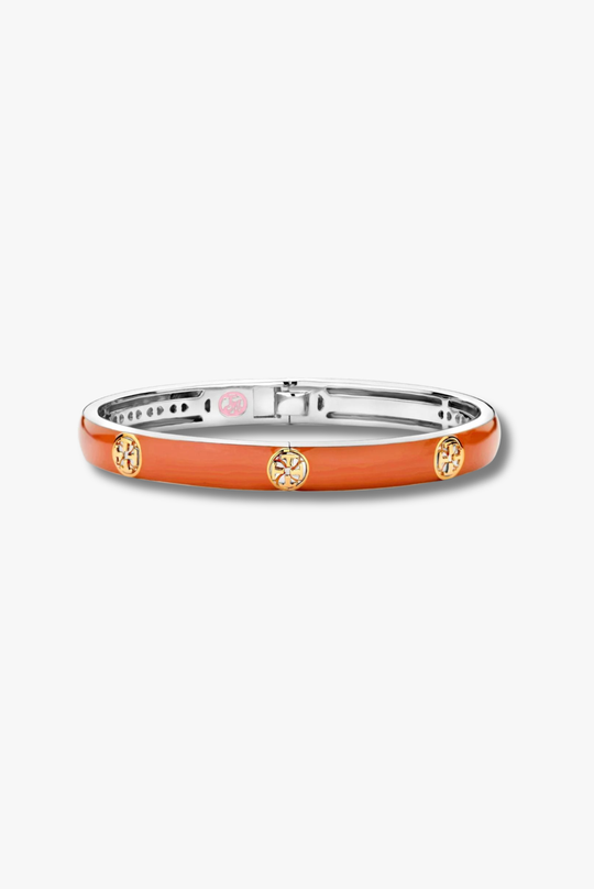 Small Black Orange Bangle Bracelet