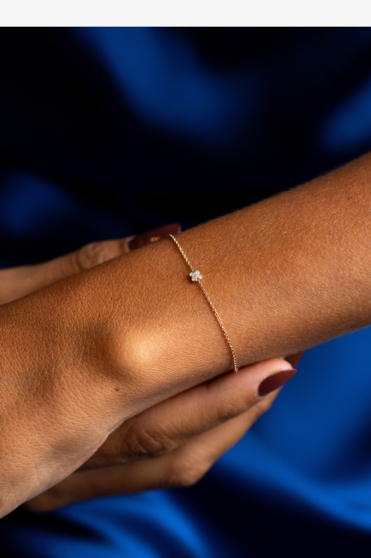 Pulseira de malha em Ouro Rosa com Diamantes