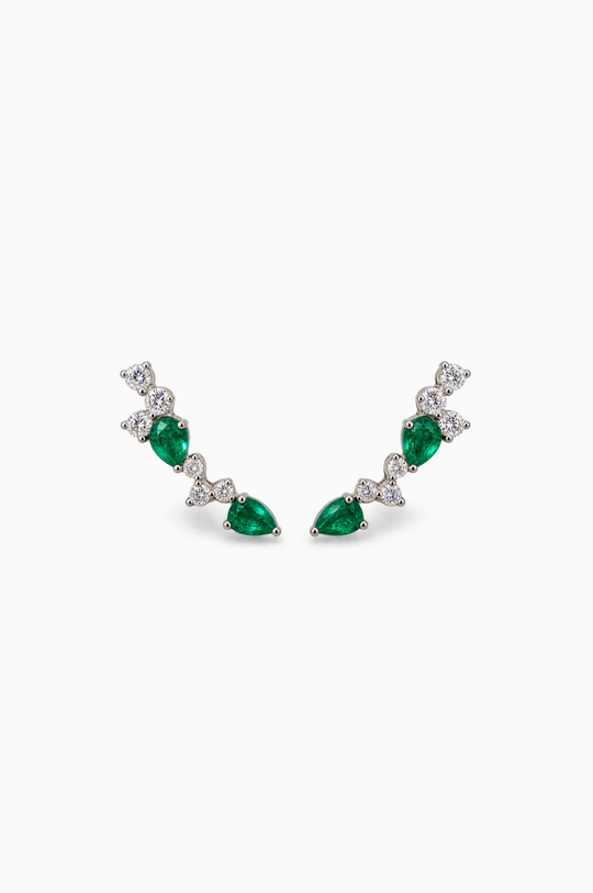 White Gold Earrings with Diamonds and Emeralds