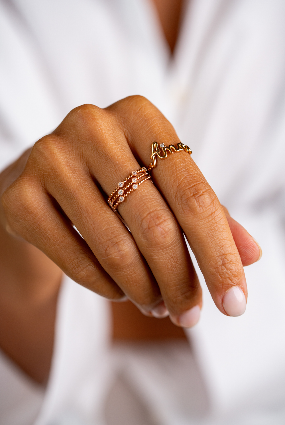 Anel de ouro rosa Amore