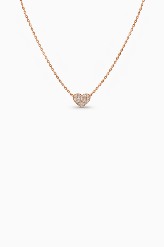 Heart Pink Gold Necklace with Diamonds
