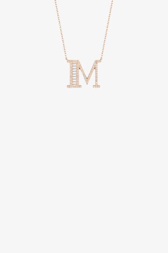 Letter Gold Necklace with Diamonds