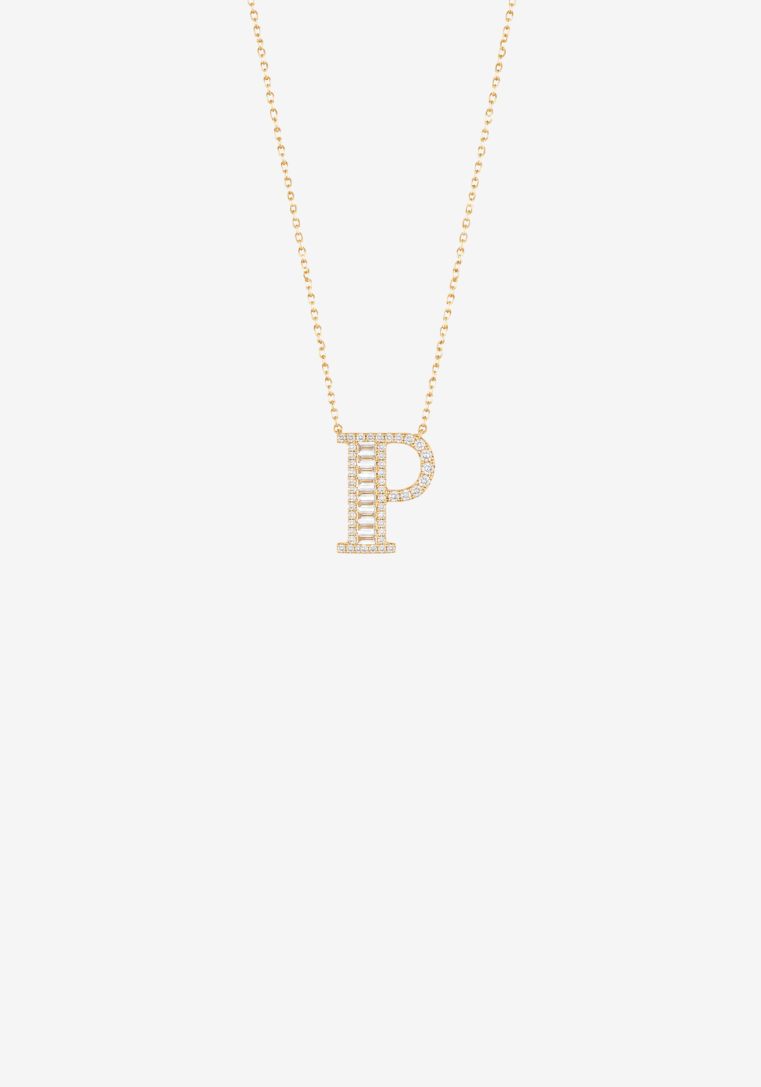 Colar letra em ouro e diamantes