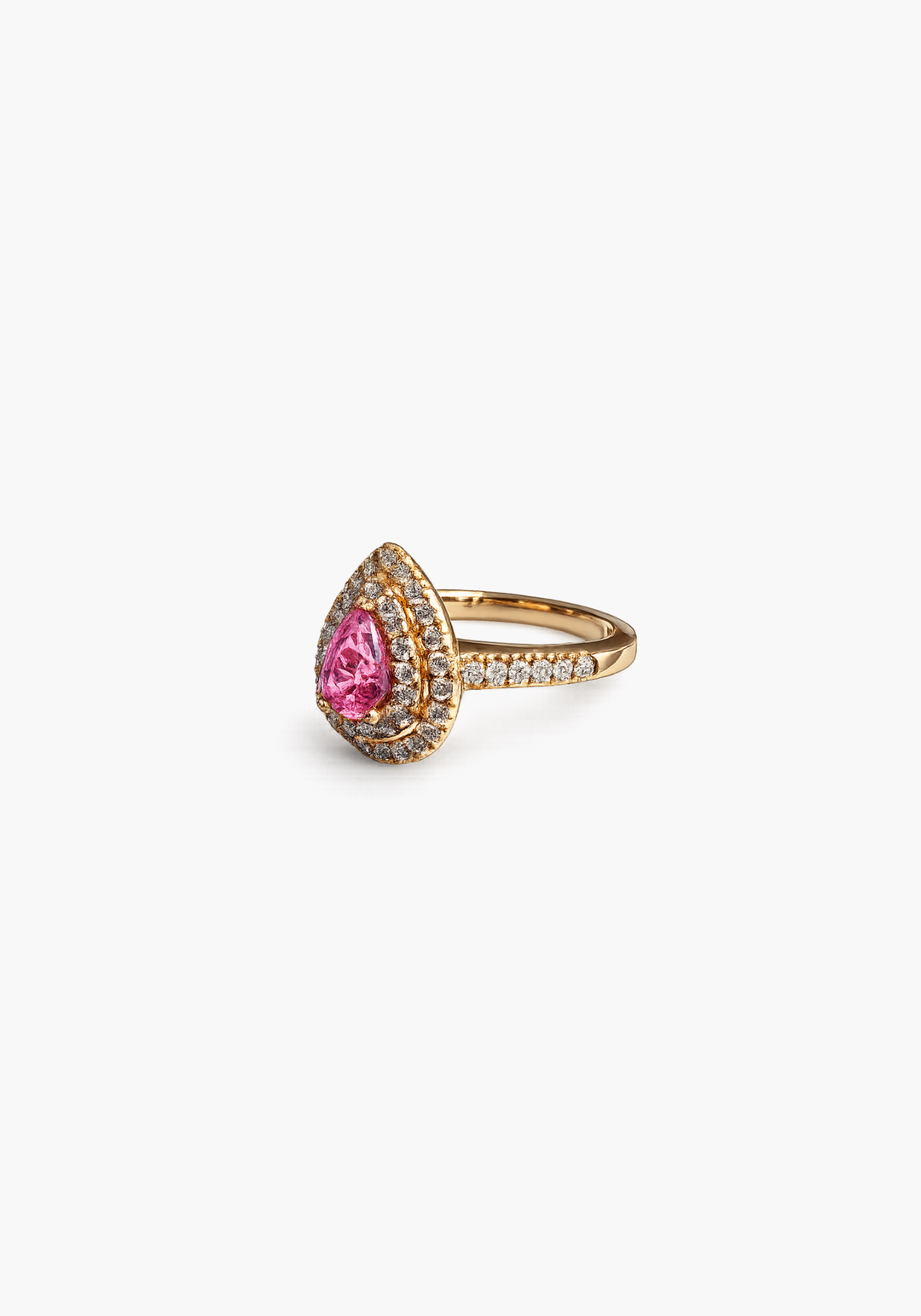 Pink Gold Ring with Diamonds and Sapphire