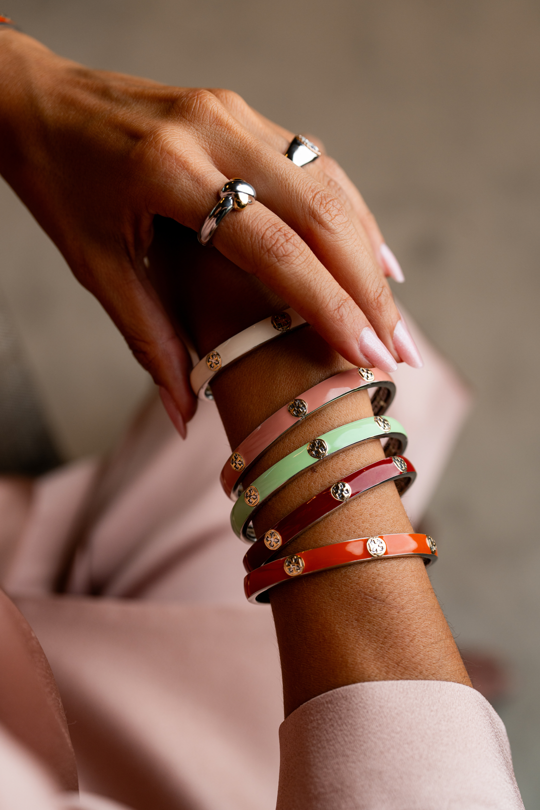 Small Black Orange Bangle Bracelet