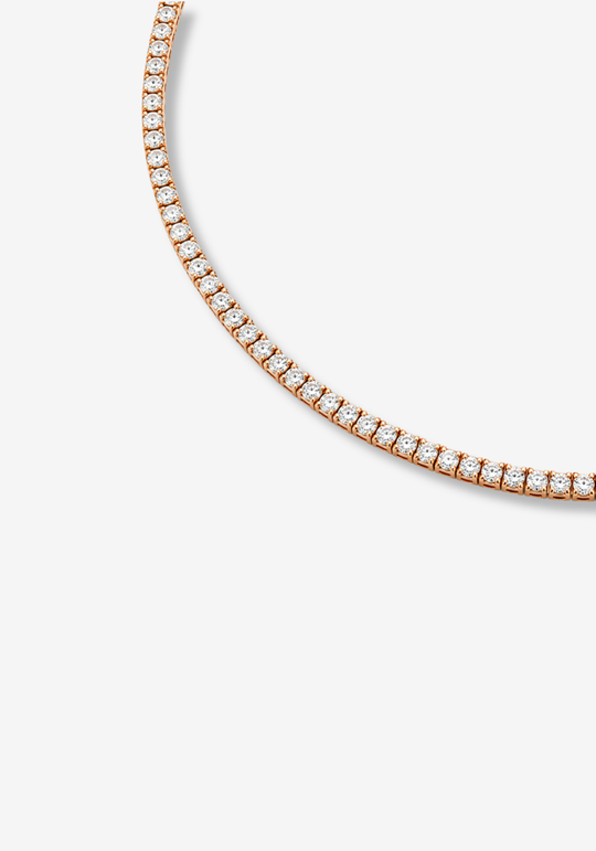 Pink Gold Tennis Necklace with Diamonds