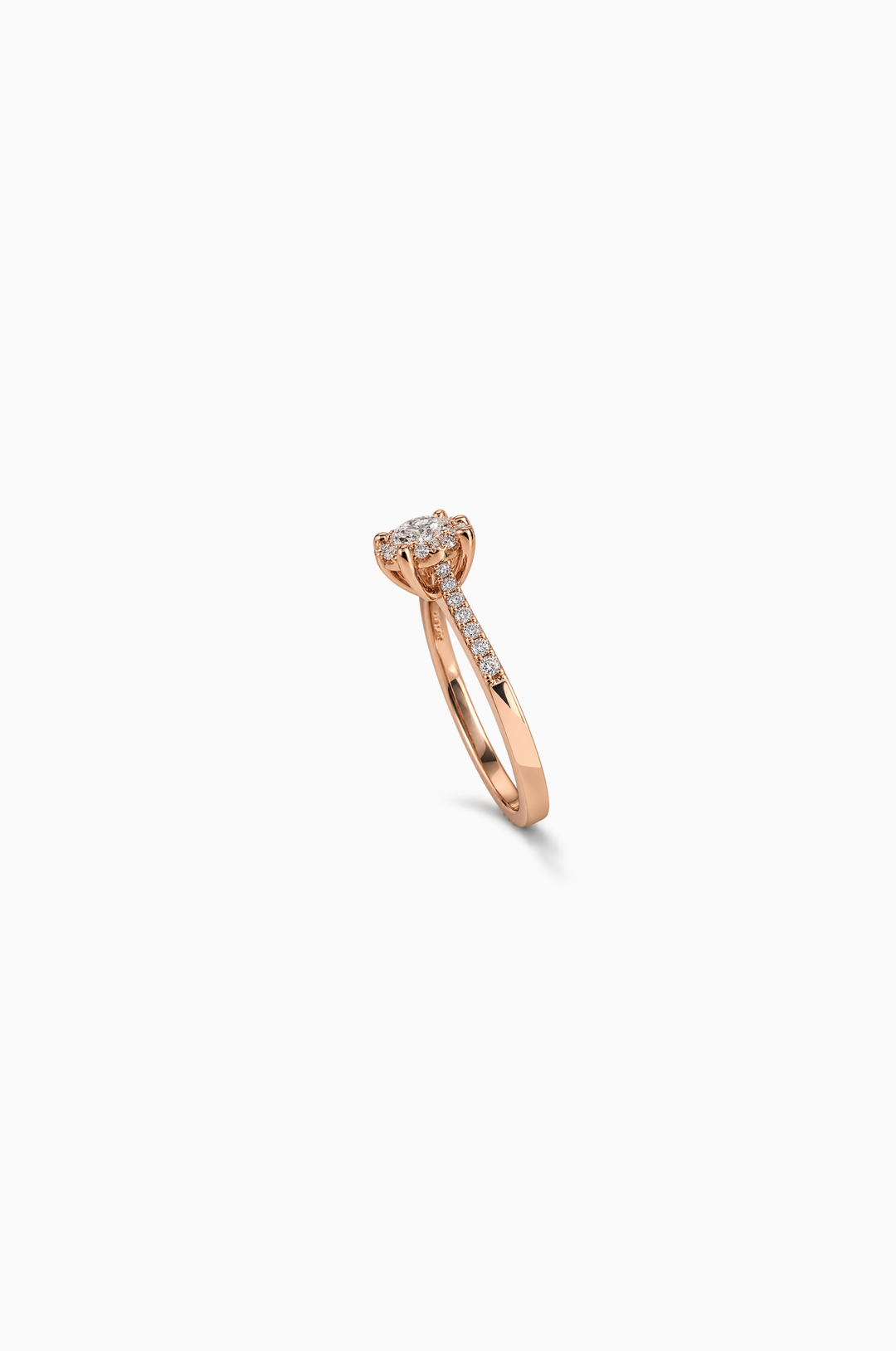 Anel de Noivado em Ouro Rosa com Diamantes