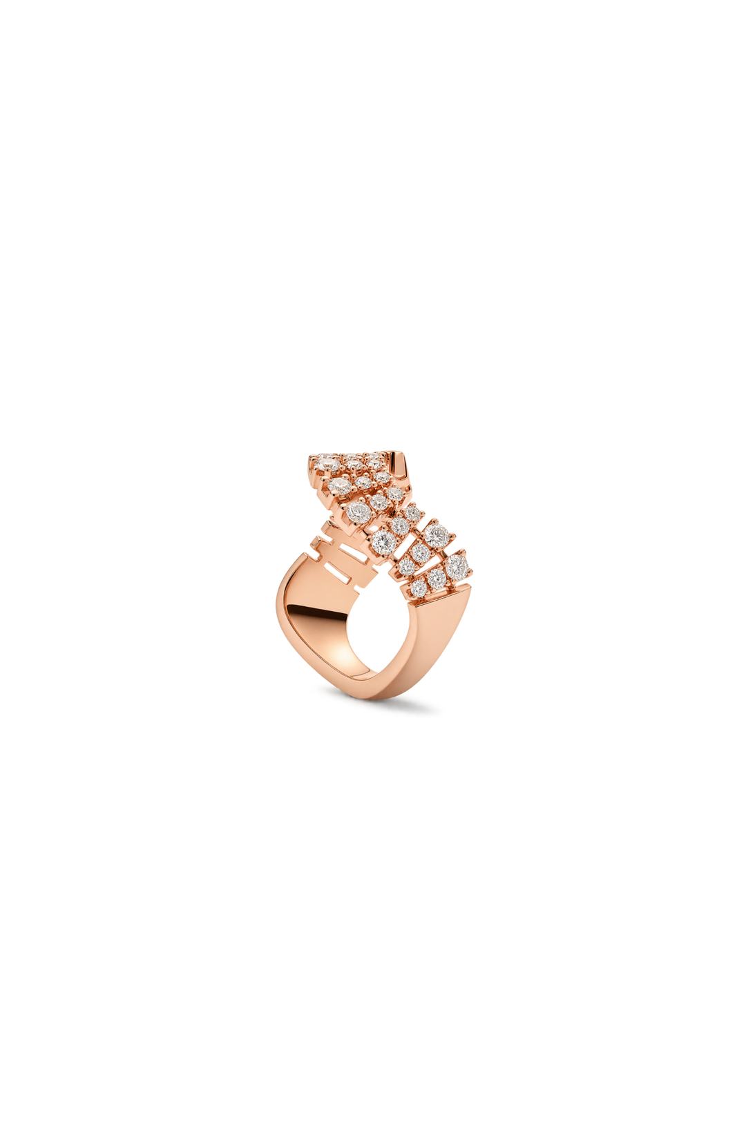 Pink Gold Smoky Club Ring with Diamonds