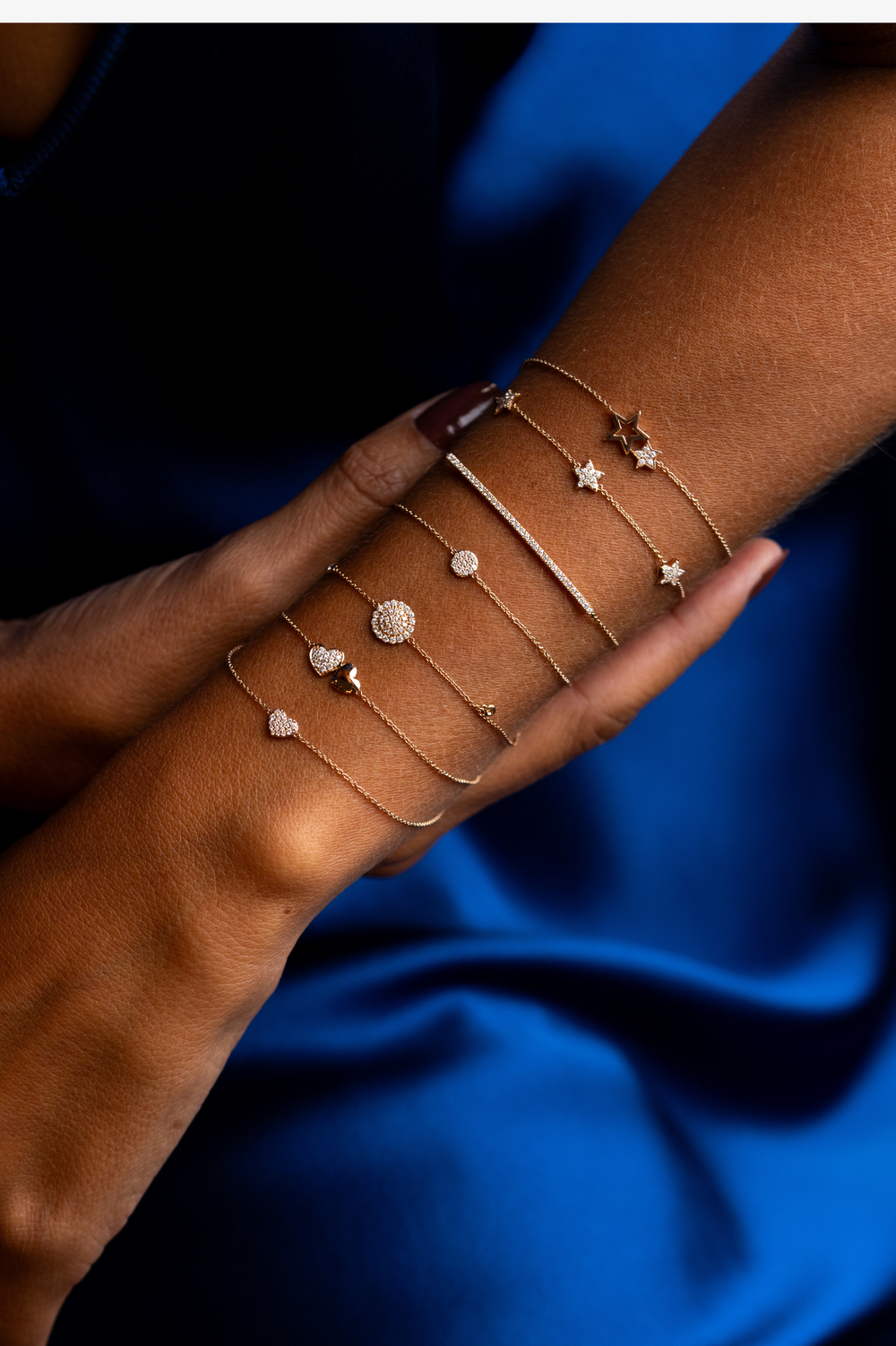 Pulseira de malha com Coração em Ouro Rosa em Diamantes