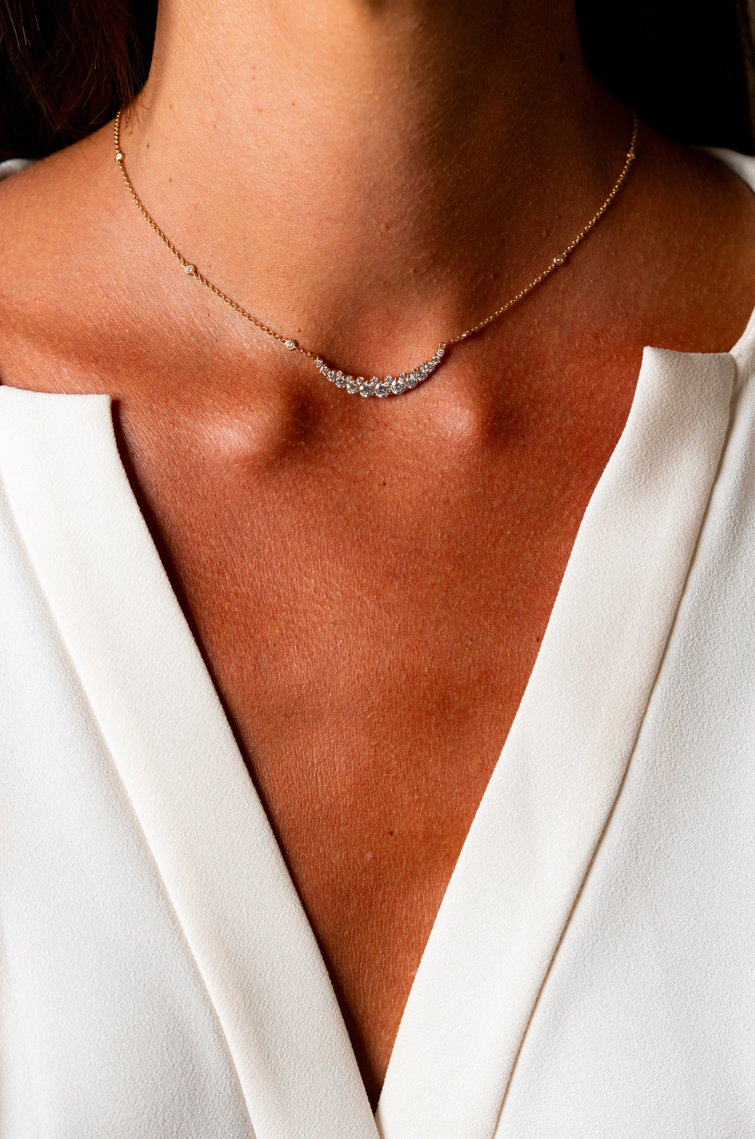 Pink Gold Necklace with Diamonds