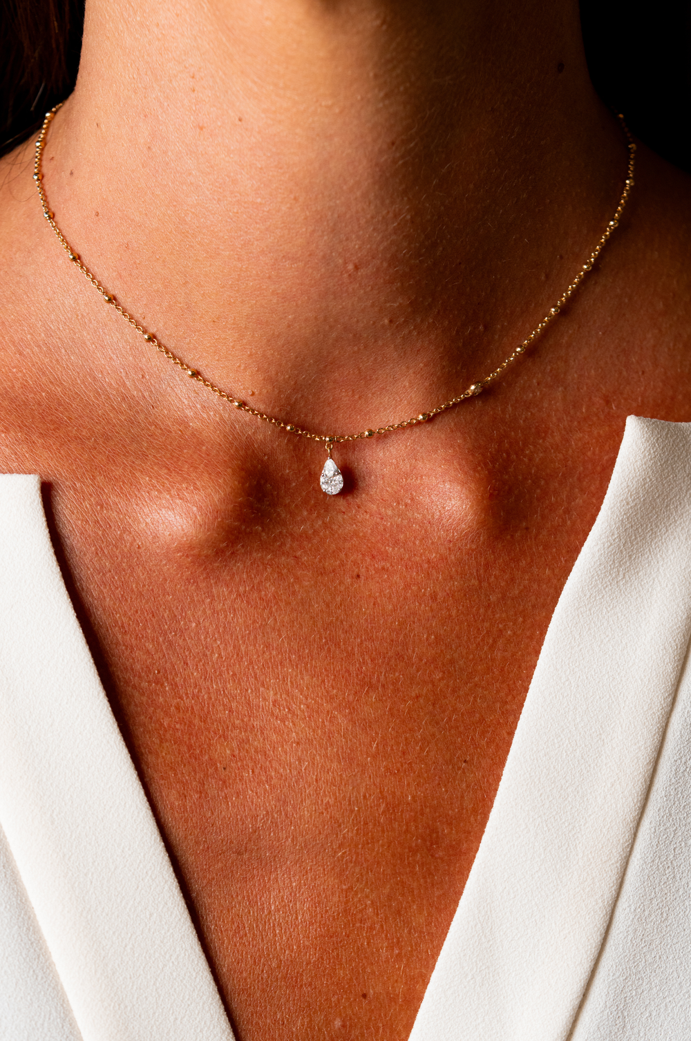 Drop Pink Gold Necklace with Diamonds