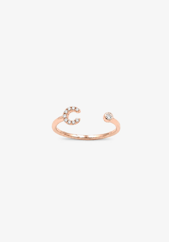 Letter C Gold Ring