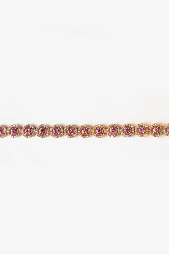 Pulseira de ouro rosa com safiras rosa