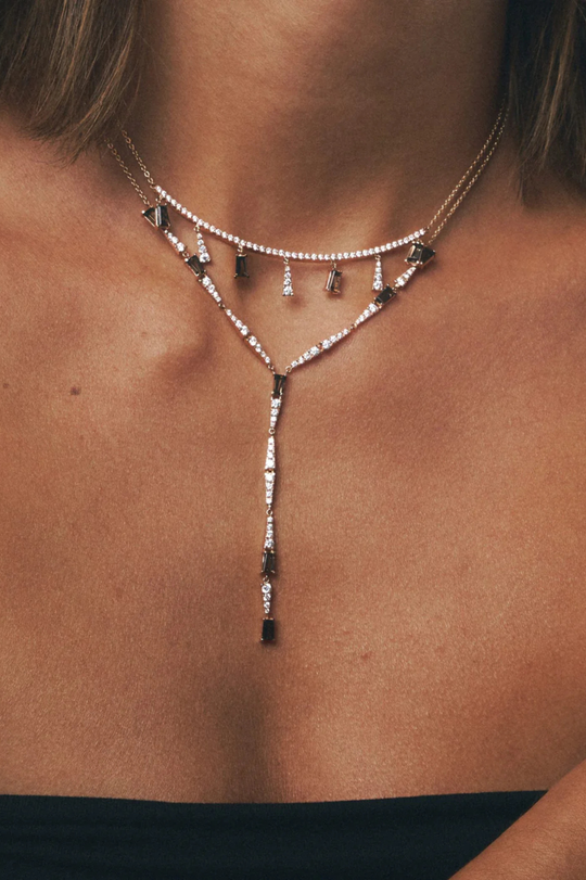 Colar comprido Smokey Club em ouro rosa com diamantes